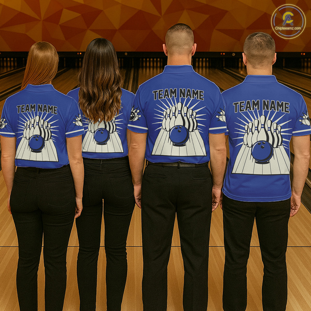 Blue Retro Bowling Polo, Quarter Zip Shirts For Men Custom Vintage Bowling Team Jerseys NQS11212