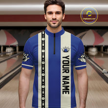 Load image into Gallery viewer, Blue Retro Bowling Polo, Quarter Zip Shirts For Men Custom Vintage Bowling Team Jerseys NQS11212