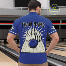 Load image into Gallery viewer, Blue Retro Bowling Polo, Quarter Zip Shirts For Men Custom Vintage Bowling Team Jerseys NQS11212