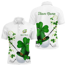 Load image into Gallery viewer, Green shamrock golf ball clubs Lucky Mens polo golf shirts Custom St Patrick Day team golf jerseys NQS9482