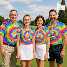 Load image into Gallery viewer, Colorful rainbow tie-dye golf polo shirt for men custom mens golf outfit, personalized golf gifts NQS11724