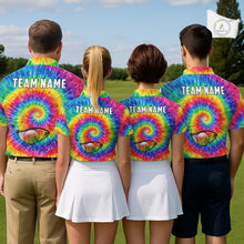 Load image into Gallery viewer, Colorful rainbow tie-dye golf polo shirt for men custom mens golf outfit, personalized golf gifts NQS11724