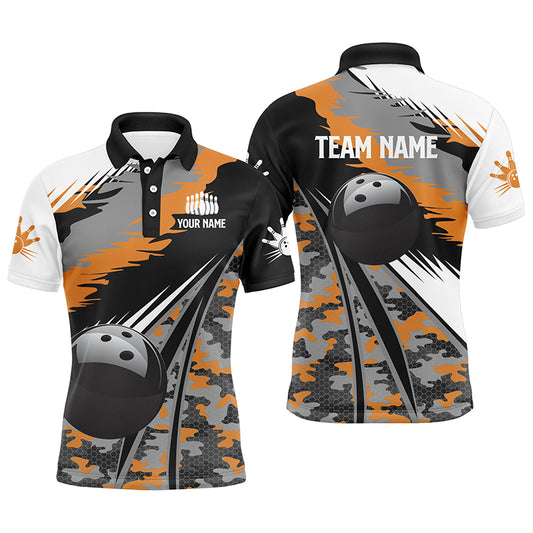 Custom black bowling shirt for bowling – personalized team jersey front view