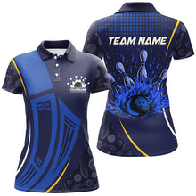 Load image into Gallery viewer, Blue camo Flame Bowling Polo, Quarter Zip shirts for women custom ladies team bowling jerseys NQS7785