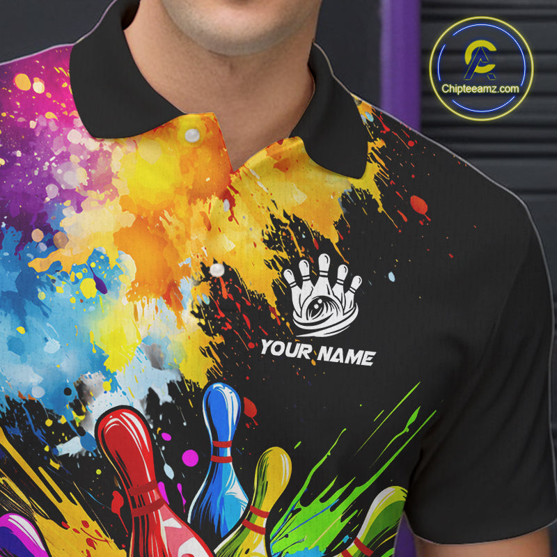 Colorful bowling jerseys Mens Bowling Polo, 1/4 Zip Shirt Custom Bowling Team shirts for bowlers NQS10241