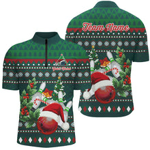 Load image into Gallery viewer, Funny ugly Christmas Green Men's Bowling Shirts Custom Team Bowling Jerseys Xmas Gift for bowlers NQS8894