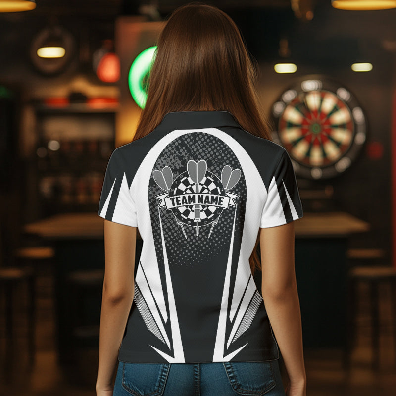Personalized Black and White Darts Shirts For Women Custom Darts Team Jerseys NQS9489
