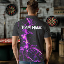 Load image into Gallery viewer, Men Darts Polo, Quarter Zip shirts Custom black and purple lightning thunder Darts Team Jerseys NQS9492