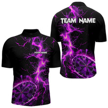 Load image into Gallery viewer, Men Darts Polo, Quarter Zip shirts Custom black and purple lightning thunder Darts Team Jerseys NQS9492