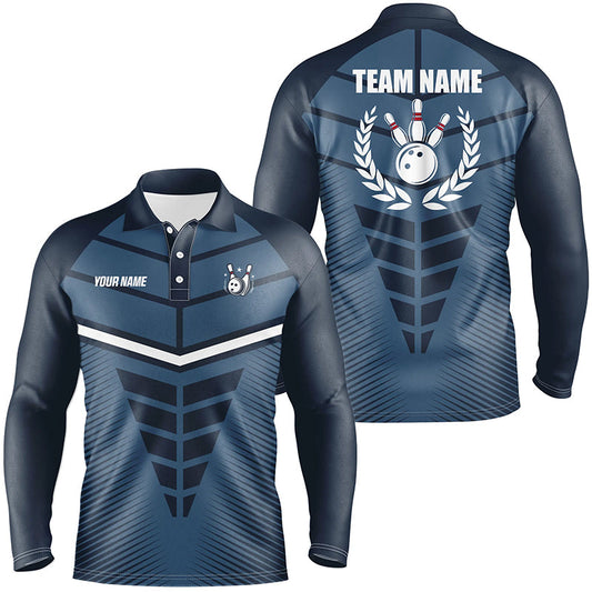 Navy Blue Bowling Team league jerseys custom Men Bowling Polo Shirt, gifts for bowling team NQS7444