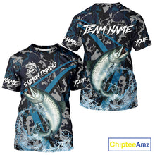 Load image into Gallery viewer, Custom Chinook Salmon Fishing Camo Long Sleeve Fishing Shirts, Personalized Salmon Fishing Team Jersey NQS9939