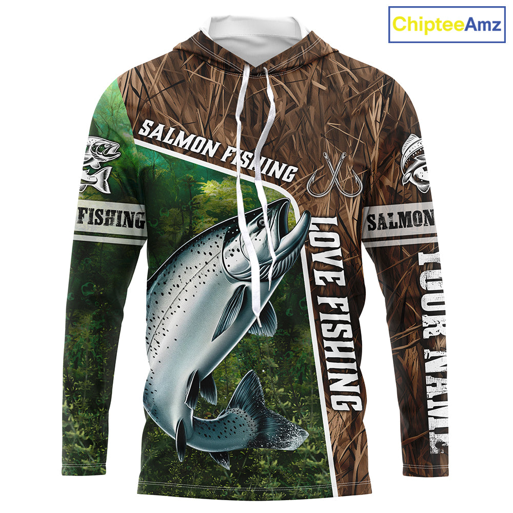 Personalized Chinook Salmon Fishing Shirts, Love Fishing Camo fish on 3D All Over Printed Shirts NQS5899
