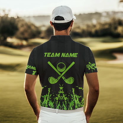 Black and Green Camo Golf polo shirts for Men custom team golf outfit men, personalized golf gifts NQS9664