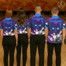 Load image into Gallery viewer, Purple and Blue Lightning Thunder Storm Skull Bowling Shirts For Men Custom Bowling Team Jerseys NQS11729