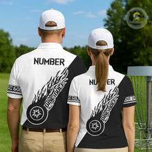 Load image into Gallery viewer, Black and White Flame Disc Golf shirts custom disc golf jersey, personalized disc golf apparel NQS11235