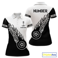Load image into Gallery viewer, Black and White Flame Disc Golf shirts custom disc golf jersey, personalized disc golf apparel NQS11235