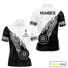 Load image into Gallery viewer, Black and White Flame Disc Golf shirts custom disc golf jersey, personalized disc golf apparel NQS11235