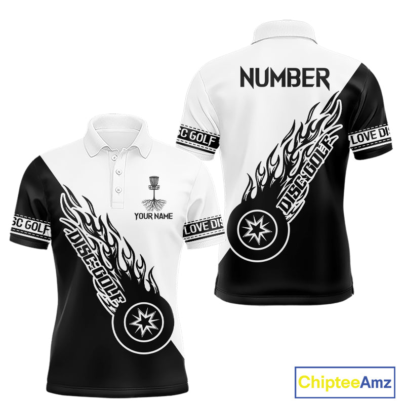 Black and White Flame Disc Golf shirts custom disc golf jersey, personalized disc golf apparel NQS11235