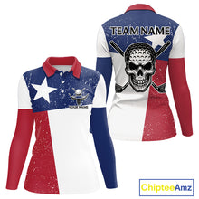 Load image into Gallery viewer, Grunge Texas Flag Golf Polo Shirts For Women Custom patriotic Texas Team Golf outfit for ladies NQS11240