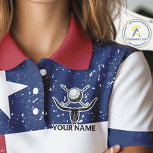 Load image into Gallery viewer, Grunge Texas Flag Golf Polo Shirts For Women Custom patriotic Texas Team Golf outfit for ladies NQS11240