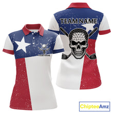 Load image into Gallery viewer, Grunge Texas Flag Golf Polo Shirts For Women Custom patriotic Texas Team Golf outfit for ladies NQS11240