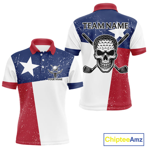Grunge Texas Flag Golf Polo Shirts For Men Custom patriotic Texas Team Golf outfit for men NQS11240