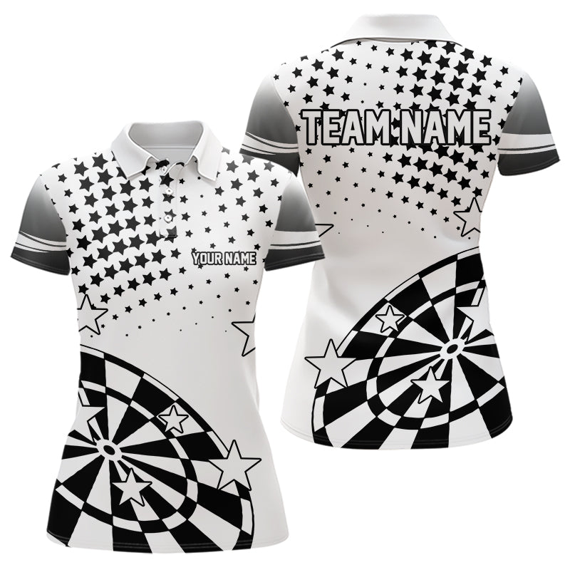 Personalized Black and White Stars Darts Shirt For Women Custom Dart Team Jerseys NQS9511