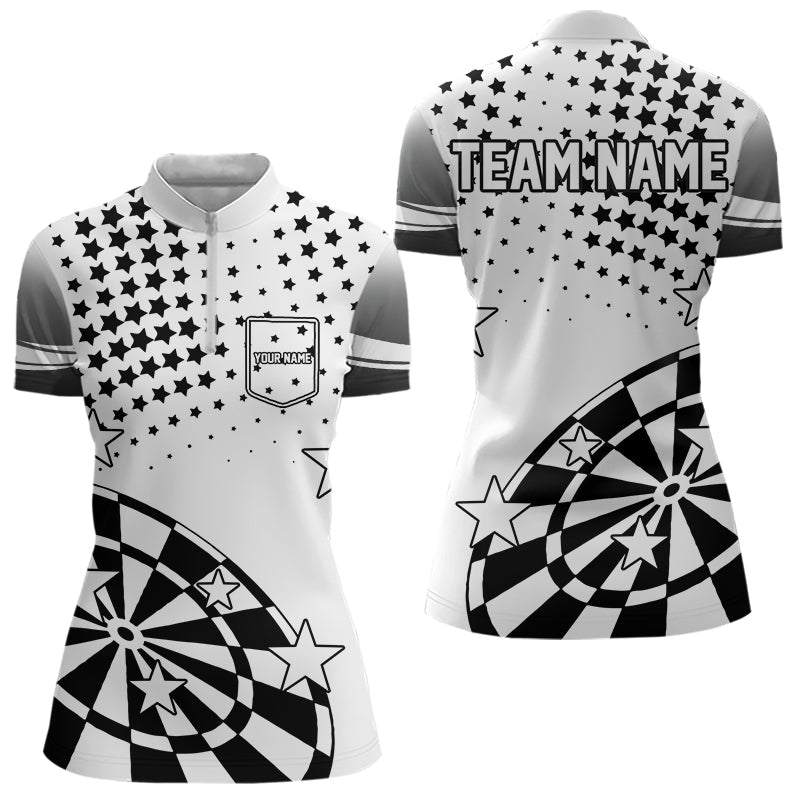 Personalized Black and White Stars Darts Shirt For Women Custom Dart Team Jerseys NQS9511