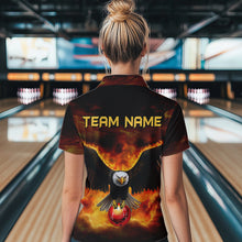 Load image into Gallery viewer, Personalized Flame Eagle Custom Bowling Team Shirts For Women, Fire Eagle Bowling League Jersey NQS9512