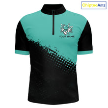 Load image into Gallery viewer, Black and Turquoise Retro Bowling Shirts For Men, Vintage Team Bowling Shirts Custom NQS11635