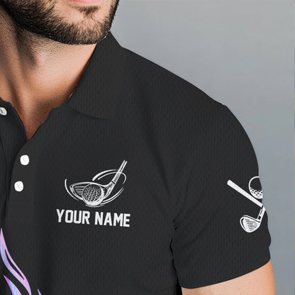 Hologram Flame Golf ball Polo Shirts For Men Custom Golf Team Shirts Golfer Outfit NQS9674