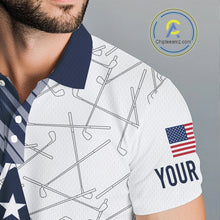 Load image into Gallery viewer, Personalized Red, White and Blue American Flag Star Golf Camo polo shirts for men, unique golf gifts NQS9960