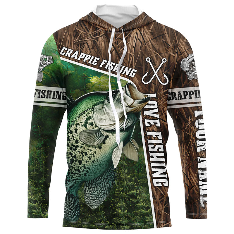 Personalized Crappie Fishing Shirts, Love Fishing Camo 3D All Over Printed Shirts NQS5715