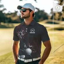 Load image into Gallery viewer, Black and Red Camo Broken golf ball Mens Golf polo shirts Custom Team Golf attire for men NQS10449