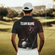 Load image into Gallery viewer, Black and Red Camo Broken golf ball Mens Golf polo shirts Custom Team Golf attire for men NQS10449