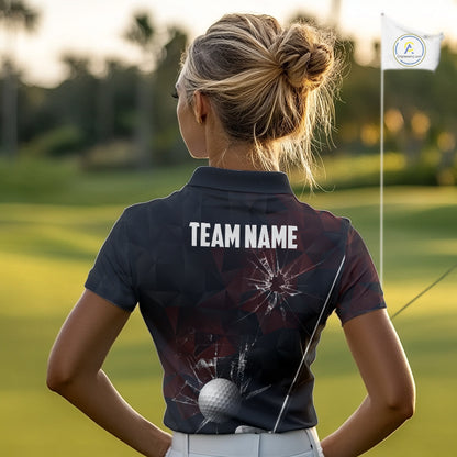 Black and Red Camo Broken golf ball Women Golf polo shirts Custom Team Golf attire for ladies NQS10449