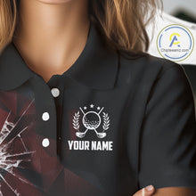 Load image into Gallery viewer, Black and Red Camo Broken golf ball Women Golf polo shirts Custom Team Golf attire for ladies NQS10449