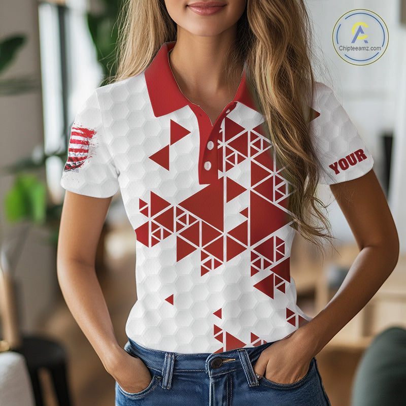 Funny Women golf polo shirts Red and white custom I was one under today, under a tree, bush, water NQS11637