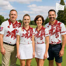Load image into Gallery viewer, Funny Mens golf polo shirts Red and white custom I was one under today, under a tree, bush, water NQS11637