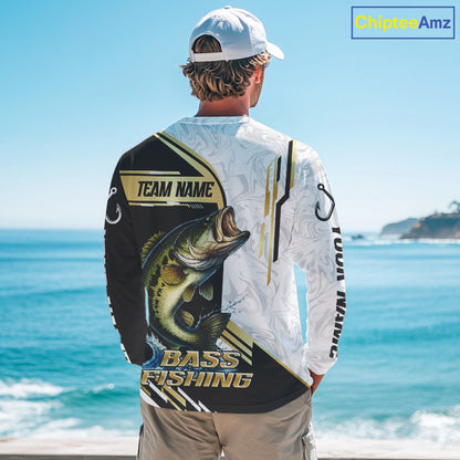 Personaized name Largemouth Bass fishing Custom sun protection Bass fishing team jerseys | Gold NQS9966