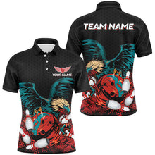 Load image into Gallery viewer, Eagle Bowling Polo, Quarter Zip Shirts For Men Custom team bowling jerseys, gift for bowlers | Black NQS8250
