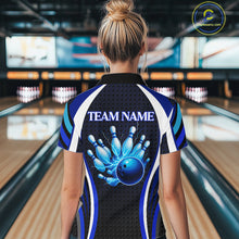 Load image into Gallery viewer, Blue Lightning Thunder Bowling Shirts For Women Custom Bowling Jerseys Ladies, Best Bowling Shirts NQS10879