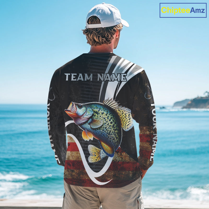 Personalized professional Crappie fishing shirts American Flag patriotic Crappie fishing jerseys NQS11460