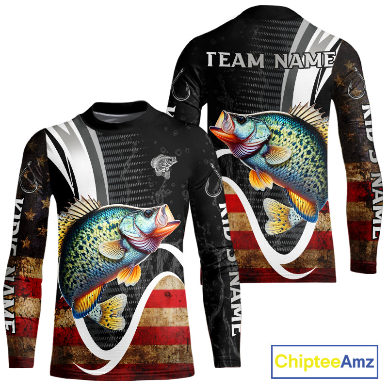 Personalized professional Crappie fishing shirts American Flag patriotic Crappie fishing jerseys NQS11460
