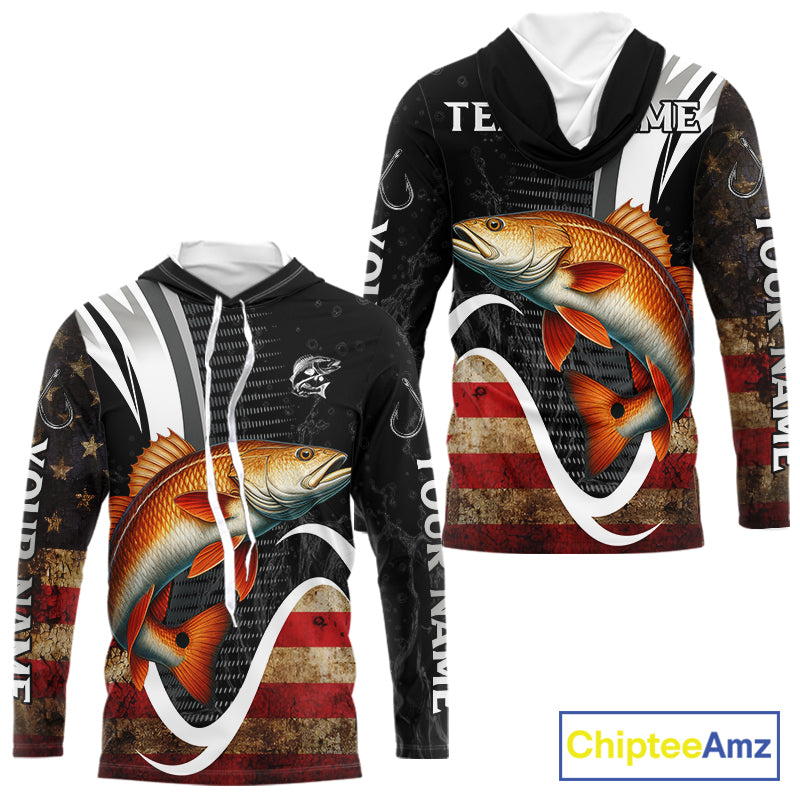 Personalized professional Redfish fishing shirts American Flag patriotic Red Drum fishing jerseys NQS11461