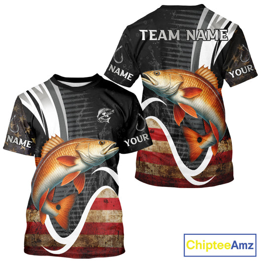 Personalized professional Redfish fishing shirts American Flag patriotic Red Drum fishing jerseys NQS11461