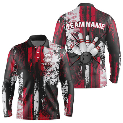 Personalized Bowling Polo, Quarter Zip Shirts For Mens Custom Bowling Team League Jersey NQS9526