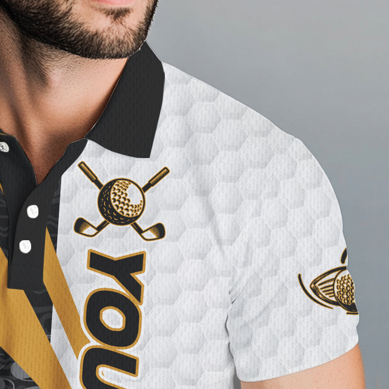 Black and White Men golf polo shirts Customize name golf attire for team | Yellow NQS9528