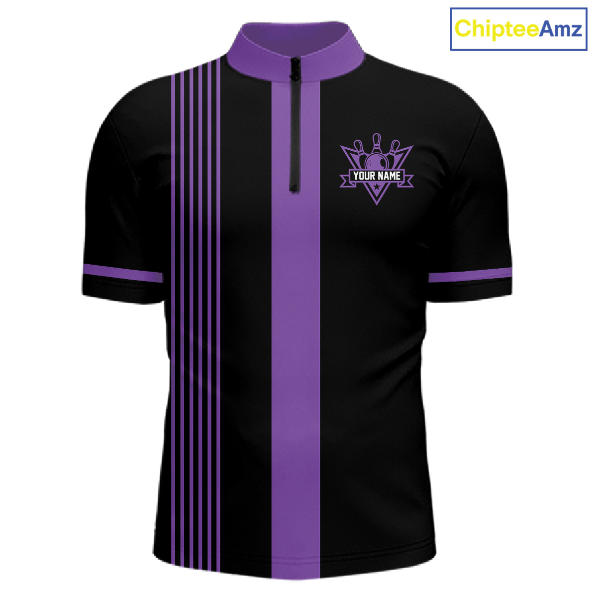 Custom Black and Purple American Flag Retro Bowling Team Shirts For Men, Patriotic Bowling Outfits NQS11650