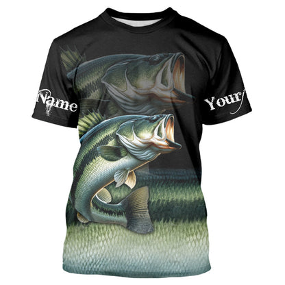 Largemouth Bass fishing green scales Custom sun protection Bass fishing jerseys, custom fishing gifts NQS9686